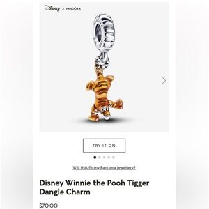 Disney winnie the hood pandora tiger dangle charm